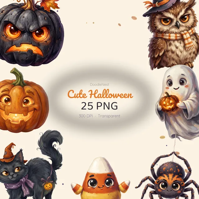 Cute Halloween clipart pack — cover