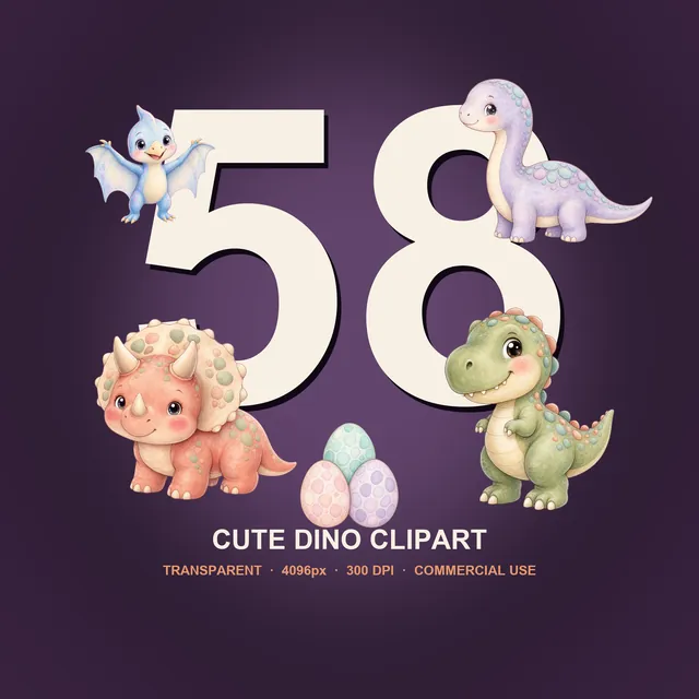 Baby Dinosaurs clipart pack — cover