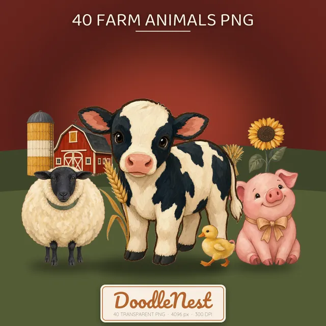 Farm Animals clipart pack — cover