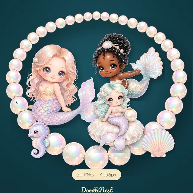 Mermaid clipart pack — cover