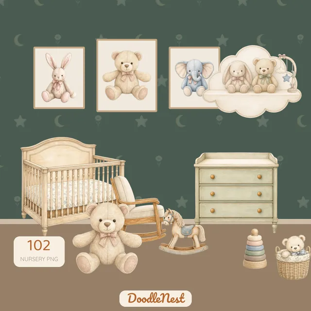 Nursery Heirloom clipart pack — cover