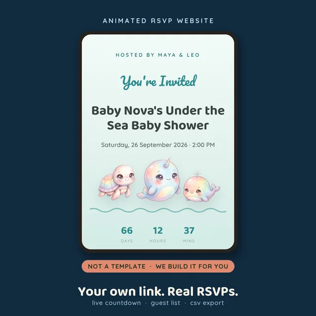 Under the Sea Baby Shower invitation website — cover