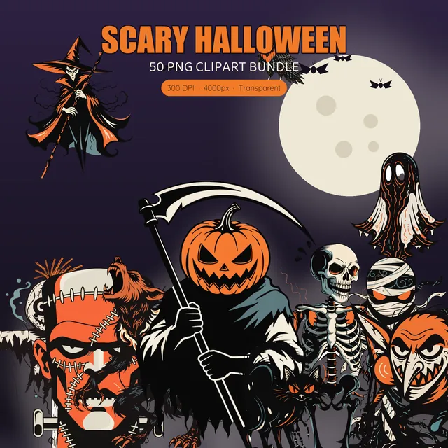 Gothic Halloween clipart pack — cover