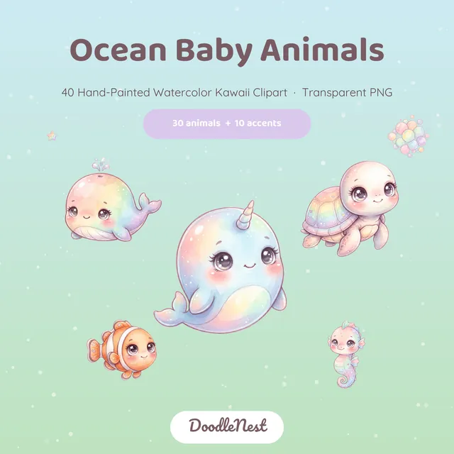 Under the Sea Babies clipart pack — cover